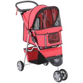 Comparer les prix de Poussette buggy pour chien chat animaux roue avant pivotante 360 degrés rouge
