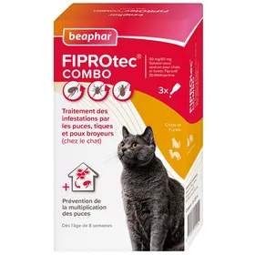 Meilleurs prix pour FIPROtec Combo, pipettes anti puces et anti tiques et poux broyeurs pour chat et furet - Lot de 2 - Chat et furet - 3 pipettes