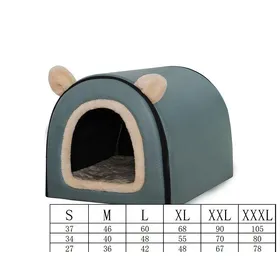 Comparer les prix de Maison d'hiver pour chien Maison pour chien temps froid avec porte en tissu flexible Maison lit douillet pour chiot Détachable Lavable Pour chien moyen S