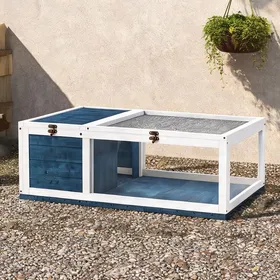 Meilleurs prix pour Maison pour tortue en bois avec toit ouvrant et côtés extensibles soft blue 91 x 605 x 32 cm