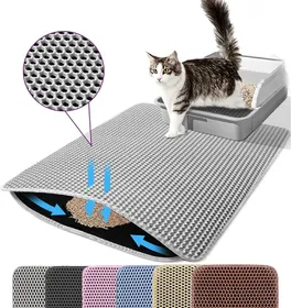 Comparer les prix de Tapis à Litière pour Chat Double Couche Animal de Compagnie Antidérapant Grande Litière pour Animal de Compagnie Tapis Filtre Résistant à l'Usure Imperméable Antidérapant Tapis à Litière pour Chat (Grey,40x50cm)