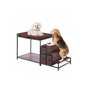 Comparer les prix de Lit superposé pour chien et chat avec escalier rangement intérieur 1 245 x 500 x 660 mm marron foncé taille moyenne
