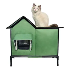 Comparer les prix de Vret Niche pour Chat Extérieur Imperméable Surélevée Abri Chat Isolation Thermique