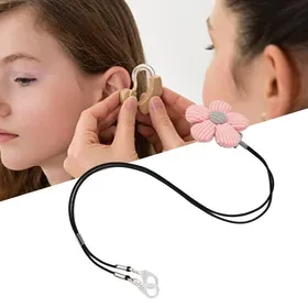 Meilleurs prix pour Longe de prothèses auditives Prothèses auditives Longe Nylon Binaural Petites Fleurs Roses Gris Rond Centre Support YESMAEFR