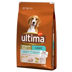 Comparer les prix de Lot Ultima pour chien x 2 - Medium / Maxi Light Adult, poulet (2 x 7 kg)