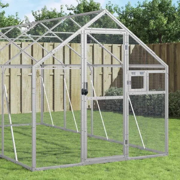 vidaXL Volière argenté 1,79x8x1,85 m aluminium – photo 4