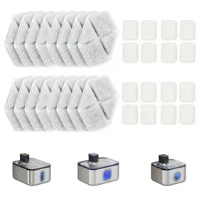 Meilleurs prix pour 16 pcs Filtre Fontaine Eau Chat - PawHut - Triple Système de Filtration coton PP charbon actif et résine échangeuse dions Blanc