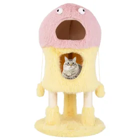 Comparer les prix de COSTWAY Arbre à Chat à 3 Niveaux, Design de Petit Monstre, Tour à Chat Originale avec 2 Condos, Griffoir en Sisal, Jouets Suspendus
