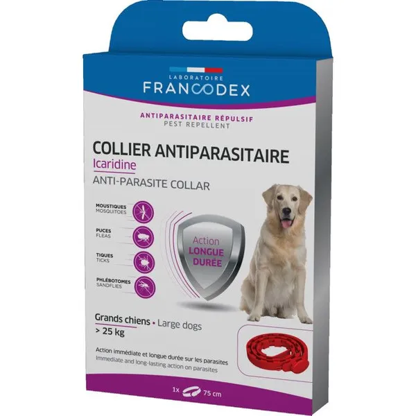 Soin Chien - Francodex Collier antiparasitaire Icaridine Rouge - 60 cm – photo 3