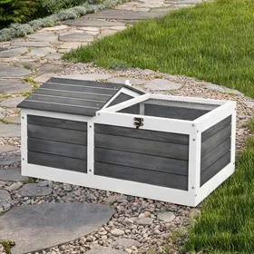 Meilleurs prix pour Enclos tortue bois sapin 86x54x43 cm double espace niche abritée et grillage acier