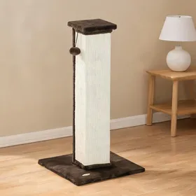 Meilleurs prix pour Griffoir pour chat 41 x 41 x 81 cm en sisal peluche et panneau de particules avec balle suspendue