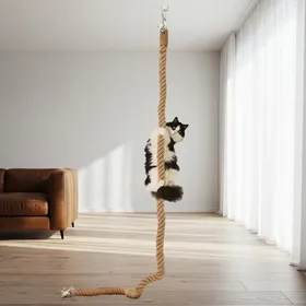 Meilleurs prix pour Corde Escalade Chat 1 Pièce 5cm x 2.7m - Avec Crochet Fixation Murale Intérieur Extérieur - Accessoire Félin Dupcheliry