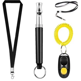 Comparer les prix de Set Sifflet ultrason chien + Clicker Rappel Anti aboiement Cuneary