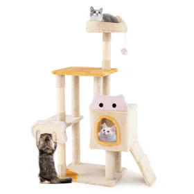 Meilleurs prix pour CostwayArbre à Chat Intérieur Tour à Chat avec Perchoir en Peluche Condo Poteaux à Griffer en Sisal Grattoir en Forme de Poisson Jaune