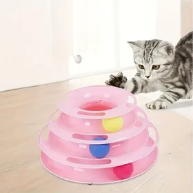 Comparer les prix de Tour Jouet Interactif pour Chat à 3 Niveaux avec Boules Colorées, Stimulateur Mental et Physique, Jeu de Puzzle Amusant pour Chats Actifs (pink,XXXL)
