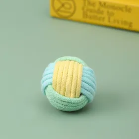 Comparer les prix de Jouets interactifs en corde de coton pour chats, accessoires, jouet pour animaux de compagnie, boule de coton, corde de coton à mâcher, balle nouée, jouet interactif d'entraînement jaune