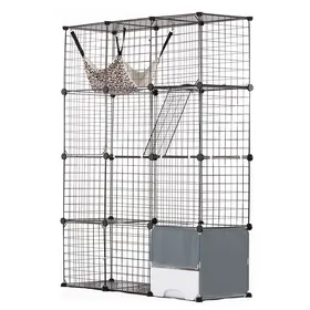 Meilleurs prix pour Cage Parc pour Chat 4 Niveaux-VEVOR-1041x360x1397 mm-avec Bac à Litière, Hamac, Échelle, Espace Exercice Extérieur Intérieur
