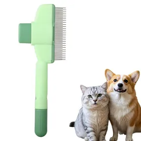 Meilleurs prix pour Peigne autonettoyant chat déverrouillage - Brosse anti-puces éliminant poils morts et nœuds - Acier inoxydable ABS - 1 pièce vert
