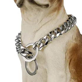 Comparer les prix de Collier pour chien en acier inoxydable 15 MM Premium Chaîne Dorée Maillon Cubain Élégant Chaîne d'entraînement résistante P pour grands chiens Doberman Pitbull Rottweiler 24inch (61cm) -15MM argenté