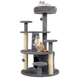 Meilleurs prix pour CostwayArbre à Chat Multi-Niveaux avec Condo Perchoir Rembourré Poteaux à Gratter Boule en Peluche Suspendue Plates-formes de Saut Gris