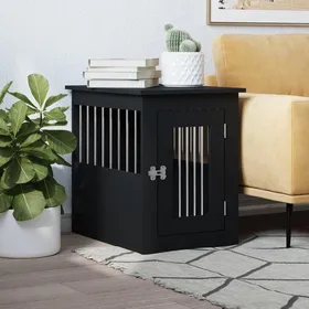 Meilleurs prix pour Noir Meuble de cage pour Chiens - Niche pour chiens - noir 45x62x59 cm bois dingénierie A2648