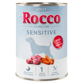 Comparer les prix de 24x400g Rocco Sensitive bœuf et carottes pâtée pour chien