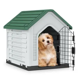 Meilleurs prix pour Maison Pour Animaux Costway, Porte Verrouillable, Abri Pour Chien Avec Aérations Et Toit Incliné, Pour Intérieur Extérieur, Vert