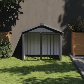 Meilleurs prix pour Niche pour chien - ZERONE - Toit noir - Acier galvanisé - 117x103x102 cm