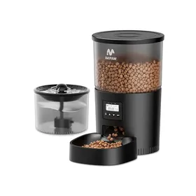 Meilleurs prix pour Distributeur Croquettes Chat Automatique et Fontaine à Eau (Noir) - Blanc - Petit - Garantie dun an - Nourrir les animaux