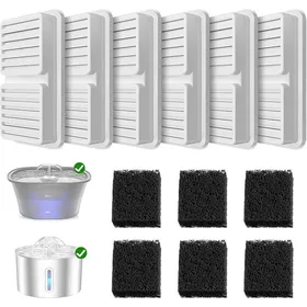 Comparer les prix de Set de Filtres pour Fontaine a Chat (2 2L/2 5L). 6 Charbons Actifs + 6 Mousses. Système de Filtration Quadruple