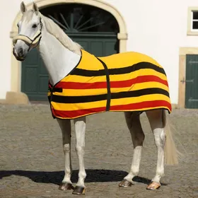 Comparer les prix de Couverture polaire pour cheval Kavalkade Germany 0g - schwarz-rot-gold - 135 cm