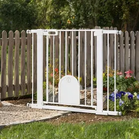 Comparer les prix de Barrière extensible pour escalier ou couloir avec portillon pour animaux finition blanche 75-103 cm