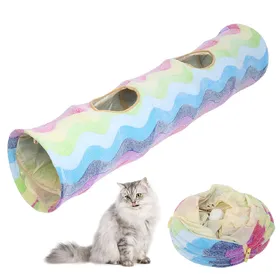 Meilleurs prix pour Tissu Coloré Arc-en-ciel Anneau Papier Froissé Résistant aux Griffures Tunnel Tube Pliable pour Chat Jouer Se Cacher white