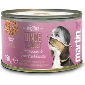 Comparer les prix de MARTIN Mijoté de dinde pâtée complète riche en protéines pour chiot - 150g