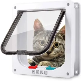 Comparer les prix de Chatière pour Chat Porte pour Chat Verrouillage à 4 Voies Chatière pour Chats et Petits Chiens Facile à Installer et à Utiliser