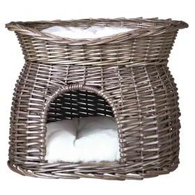 Meilleurs prix pour Trixie Grotte En Osier Avec Lit Pour Chat Gris 54X43X37 Cm