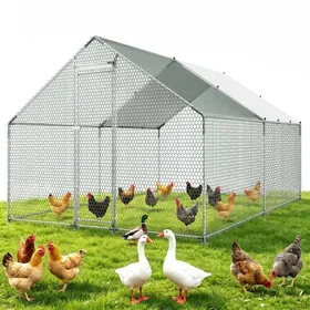 Comparer les prix de VEVOR Enclos Poulailler en Métal, 3x4x2 m, Grand Parc Grillagé avec Couverture, Toit en Pente avec Serrure de Sécurité, Cage Extérieur pour Poules, Canards, Lapins, Volailles, de Jardin, Ferme, Cour