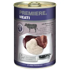 Comparer les prix de PREMIERE Meati nourriture humide pour chien, adulte Panses, cœurs et foies de bœuf 6x400 g