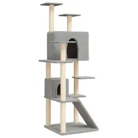 Comparer les prix de Arbre à chat meuble tour grimper jouet grattage grattoir escalade plateforme avec griffoirs en sisal clair 153 cm gris 02_0022575