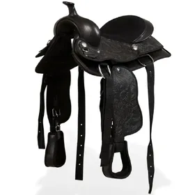 Comparer les prix de vidaXL Selle, bridon et col de poitrine Cuir véritable 12 po Noir