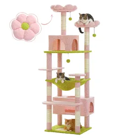 Meilleurs prix pour Arbre à Chat Géant 184 cm avec Griffoir et Condo Rose L