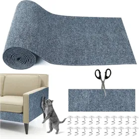 Meilleurs prix pour Tapis à griffer chat 300 cm x 40 cm autocollant découpable non-tissé polyester lot 20 vis protection canapé mur mobilier DIY