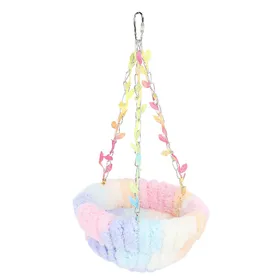 Comparer les prix de Hamac Suspendu en Peluche pour Oiseau Sangles de Suspension Robustes Esthétique Doux Chaud Lit Balançoire pour Perroquets beige