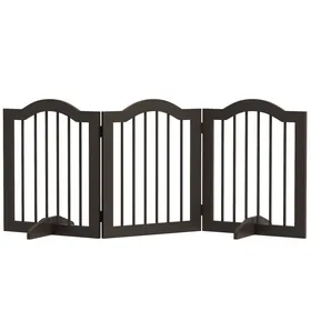 Meilleurs prix pour Barrière chien pliable – 3 panneaux bois massif café – Pieds stables – pour escalier couloir et entrée maison – 154 5 x 61 cm