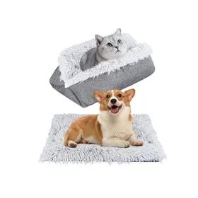 Meilleurs prix pour Panier pour Chat 2 en 1 Coussin Chats 50x60cm Panier Chat Moelleux Lit pour Chats Chien Chaud Doux et Confortable Chaud Nid Chiot