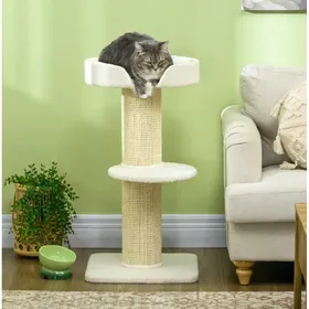 Comparer les prix de Arbre à chat 91 cm crème avec panier et plateforme