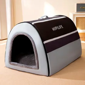 Comparer les prix de Grand sac de couchage mongol pour chien de taille moyenne, grande niche pour chien d'automne et d'hiver, amovible et lavable, fournitures pour animaux de compagnie quatre saisons 3XL-100x75x68cm black