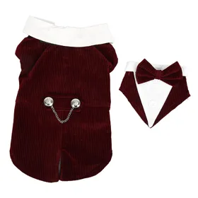 Meilleurs prix pour Costume de Mariage pour Animal de Compagnie Élégant Décoratif Chien Smoking Formel pour Fête de Mariage Rouge Jujube XL M(for 4-6.5kg) black