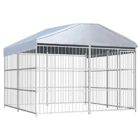 Comparer les prix de vidaXL Chenil d'extérieur avec toit pour chiens 300 x 300 x 200 cm