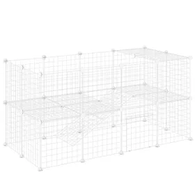 Meilleurs prix pour Cage pour animaux domestiques - PawHut - modulable - 2 niveaux 36 panneaux bords arrondis - fil en acier - 146 x 73 x 73 cm - blanc